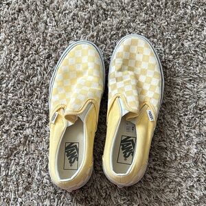 Vans Kids Yellow Checkered Slip-On Sneakers